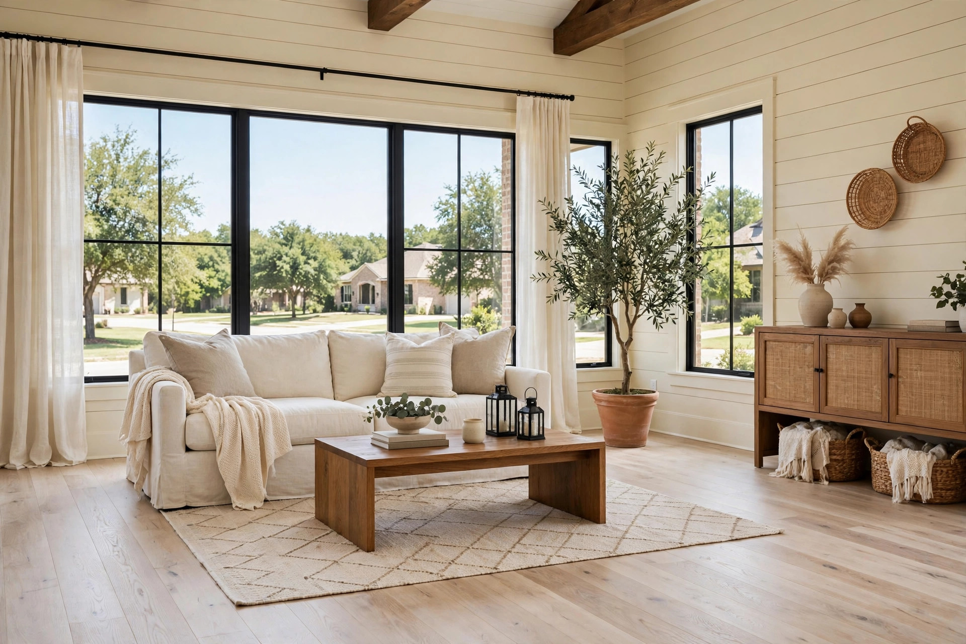 Virtually staged living room — illustrative example